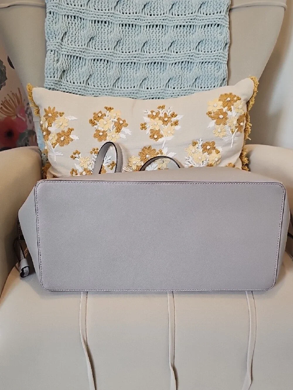 Michael Kors Leather Tote in Light Taupe